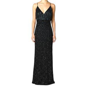 Sean Xpress Black Beaded Sequin Vintage Goth Gown Size L